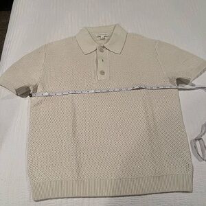 Banana Republic Textured Cream Polo Shirt